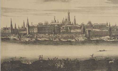 1707-1708 гг. Панорама г. Москвы. Офорт П. Пикара. И. Бликланда. Фрагмент